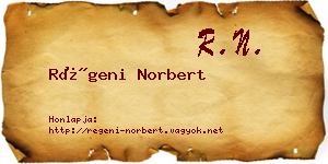 Régeni Norbert névjegykártya